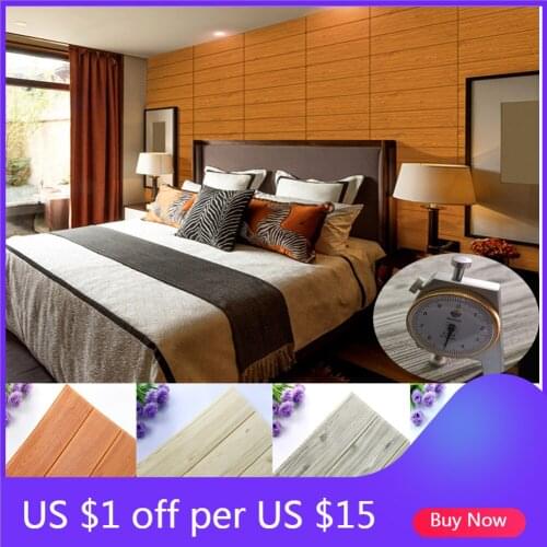 3D Wooden Wall Sticker Foam Waterproof Panels Self-adhesive Covering Wallpaper Living Room Home Decor TV House Kids Decoration