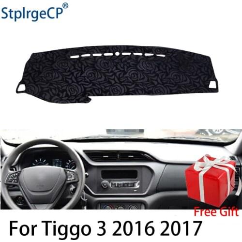 Rose Pattern Non-slip Car Dashboard Cover Dash Mat Pad DashMat ANti-UV Car Sticker for CHERY Tiggo3 3X 3XE 2016-2018 Car Styling