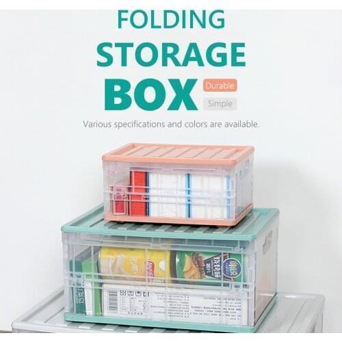 2021 New Transparent Collapsible Storage Box Folding Basket Organizer Plastic Case Home Storage Supplies Desktop Offical Storage