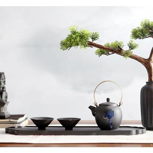 New Chinese Ceramic Tea Set Home Office Hotel Zen Teapot Tea Tray Model Room Living Room Soft Decoration Ornaments Accessories