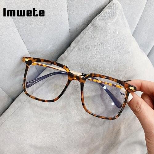 Imwete Vintage Glasses Frame Anti-blue Light Oversize Women Spectacle Trend Rivet Optics Men Eyeglasses