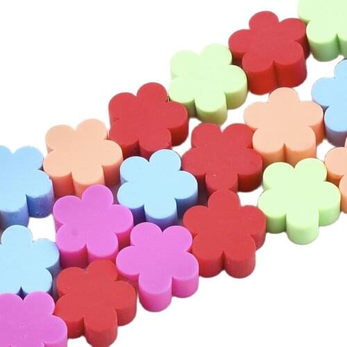 20strand Handmade Polymer Clay Flower Beads Strands for Jewelry Bracelet Necklaces Accessories Mixed Color 9x9x4~5mm Hole: 1.5mm