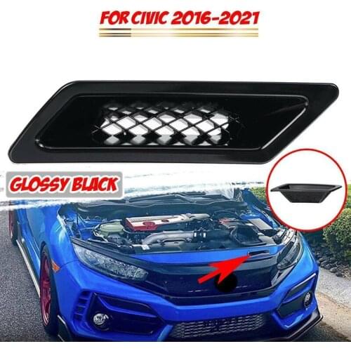 Car Front Bumper Air Vent Intake Duct Grill Cover Trim Gloss Black Left Side Fit for Honda Civic 2016-2021