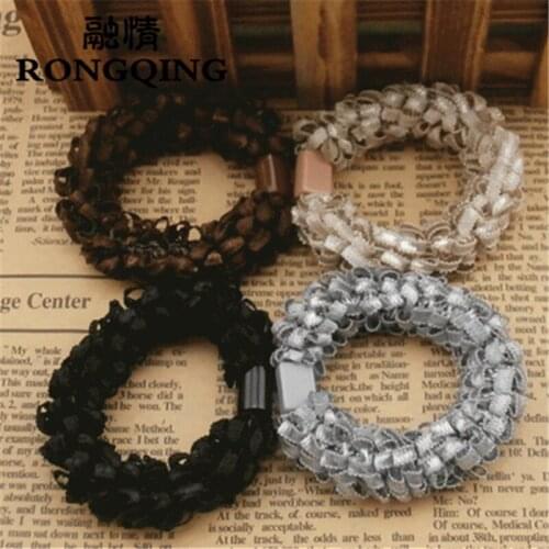 RONGQING 5pcs/lot Mixed wholesale Lace Cloth Weave Hair jewelry for women Colour Random delivery