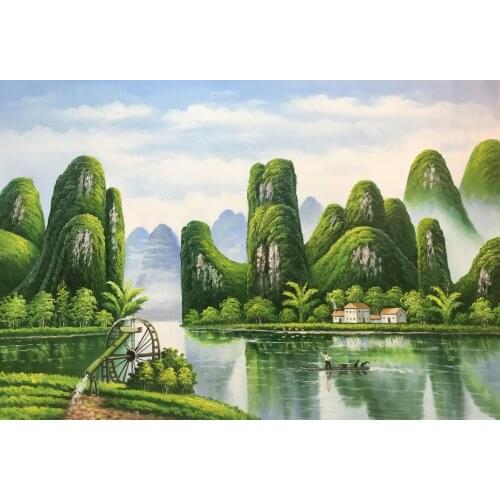 Hand Painted Modern Oil Painting on Canvas China Famous Guilin landscape Canvas Painting Wall Art Picture for Home Decoration