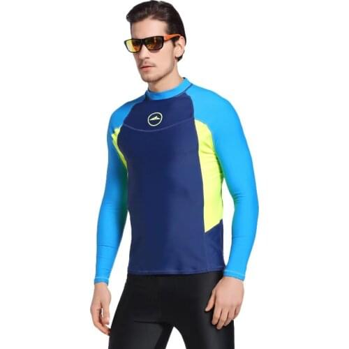 SBART Long Sleeve Men Rash Guards Swimwear Shirts Lycra Sun Protective Wetsuits Tops Diving Snorkle Swimming Surfing Rash Guards