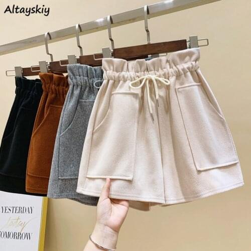 Shorts Women Elegant Drawstring College Bow Simple Soft Female Comfortable Autumn Lovely All Match Chic Solid Popular Ulzzang