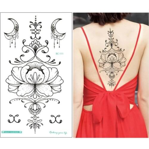 1 sheet Chest Sternum tattoos Flash Tattoo large flower moon Earrings flowers shoulder arm henna body art make up Under breast