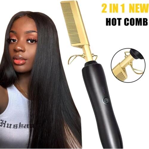 2 In 1 Straightening Irons Ceramic Flat Iron For Women Styler Curler Curly Fast Heating Brush Straight Hair Straightener Comb
