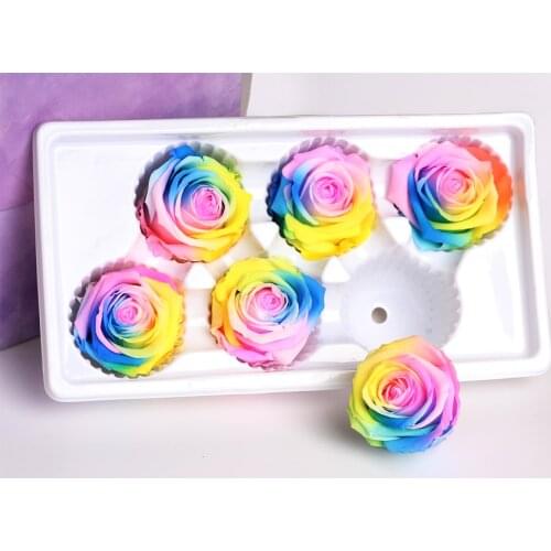 1 Box High Quality Colorful Immortal Preserved Roses Flower Diameter 5-6CM Rose Eternelle Boite Dried Flowers Material Gift Box