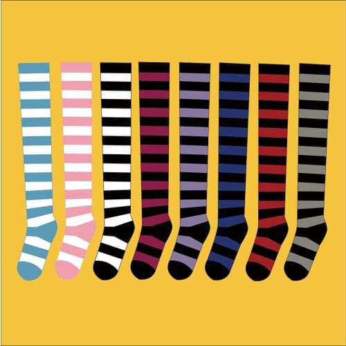 Japan Style Womens Lolita Colorful Stripped Over-knee Stockings Thigh High Long Stockings/ Calf Socks Good Quality Sweet Girls