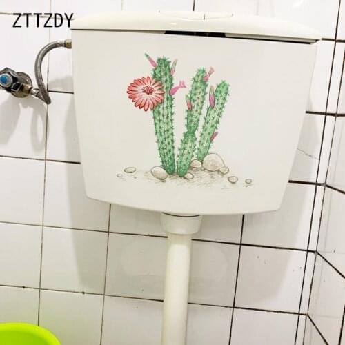 ZTTZDY 23.5×21.9CM Cartoon Art Cactus Funny Toilet Cover Decor Home Room Wall Stickers Accessories T6-0025