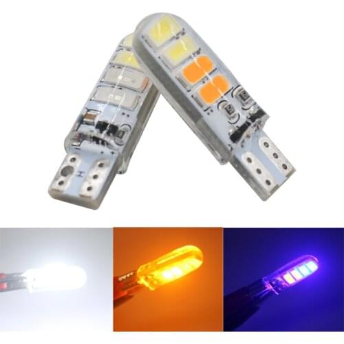 100pc Car T10 LED w5w 194 8SMD Dual Color Strobe Flash Canbus No Error Silicone LED Light Dome light Parking License Plate lamp