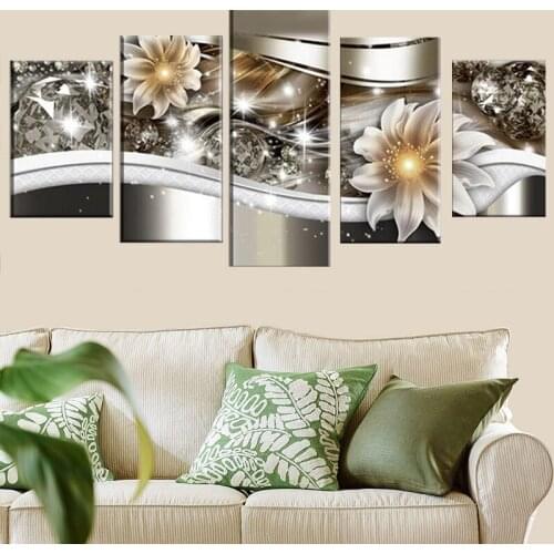 2021 Wall Art Canvas Painting 5 Pieces Mangnolia Flower Orchid Flower Modern Home Decoration Framework Artwork