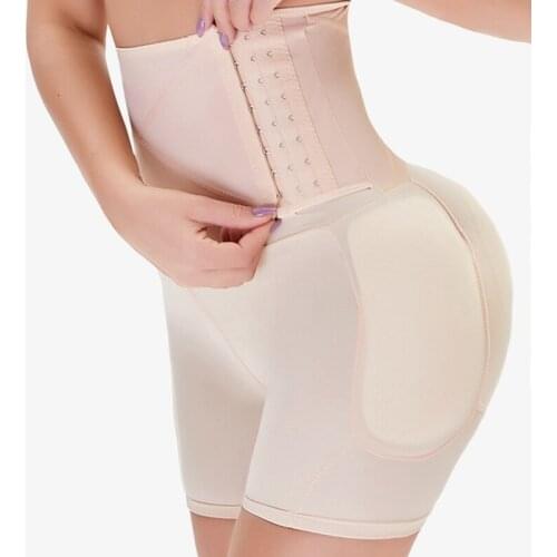 3 Rows Hooks High Waist Tummy Control Underwear Ladies Slimming Shapewear Women Body Shaper Panties with 4 pcs Sponge Pads S-6XL