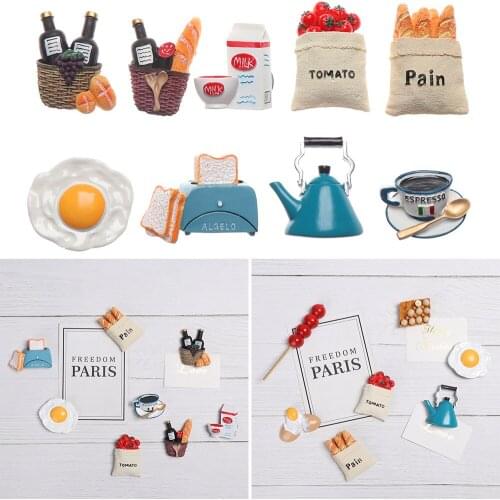 3D Resin Fridge Magnet Cartoon Food Shape Magnetic Stickers Refrigerator Ornament White Board Accessories For Home Decoration