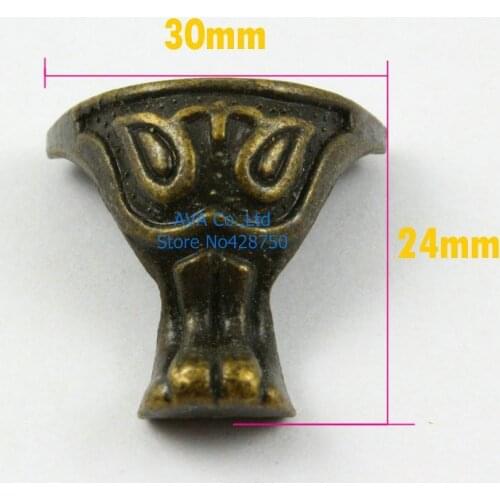 6 Pieces Antique Brass Jewelry Box Feet Animal Box Leg 30x24mm