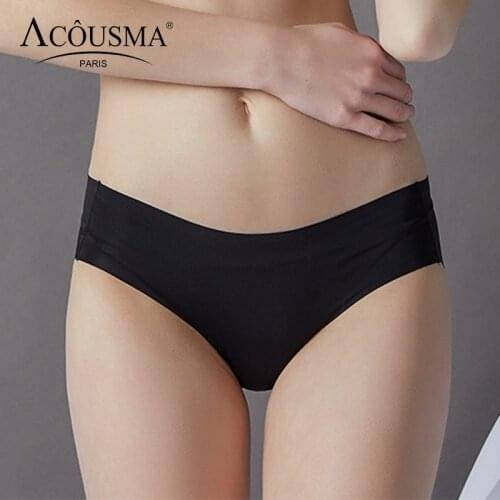 ACOUSMA Sexy Seamless Panties Women Mid Waist Briefs Underwear Smooth Soft Ultra Thin Lingerie For Girls Ladies Cotton Crotch