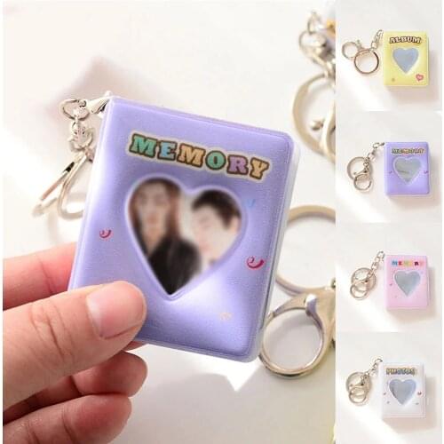 16 Photos Album Card Love Hollow Color Star Collection Set Transparent Glitter Card Holder Mini keychain Business Card Bag