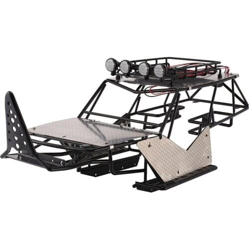 RC Car Frame Roll Cage with Roof Rack & Metal Sheets for 1/10 Axial Wraith AX90018 90020 RC Car Accessories