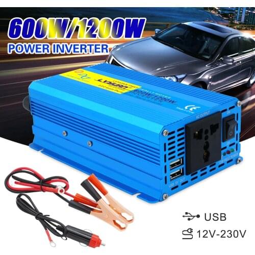 Car solar power inverter board 12v 220v 1200w peak ac/dc adaptor pure sine wave hybrid inverter with dual 3.1A usb
