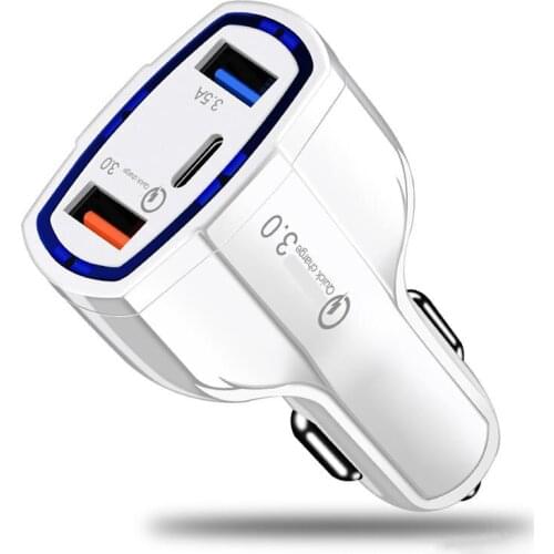 Car Charger Adapter Type C Port Charging for Mobile Phone 3 Ports Phone USB Cigarette Lighter Socket QC3.0 Type-C Charger