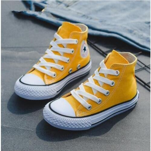 Children Casual Shoes Unise Classic High Top Girls Canvas Shoes Student Lace up Sneakers for Boys New Toddler Shoes