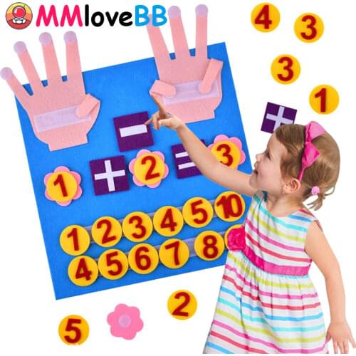 Children Maths Toys Finger Counting 1-10 Learning Montessori Felt Finger Number Teaching Aid DIY Craft Toddler Educational Toys