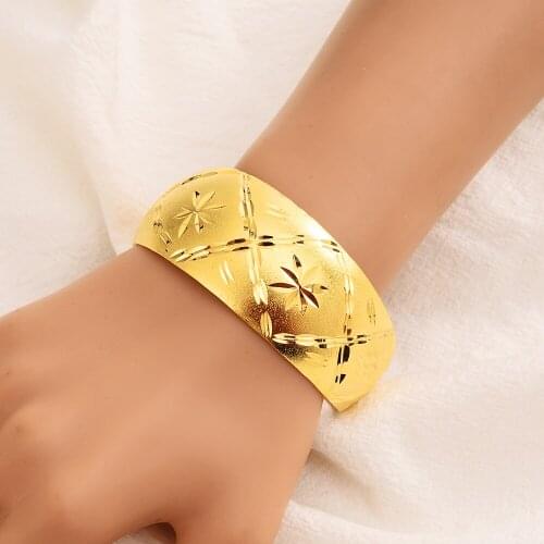 Bangrui African Bangles for Womens Gold Color Dubai Jewelry Ethiopian Bangle Arab Bracelets,Bridal Gift/Mom Present