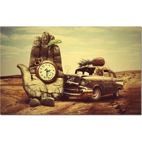 Canvas Painting Wall Decor Classic Art Salvador Dali Hand, watch, car, pineapple ,parrot Prints Posters Wall Art For Living Room