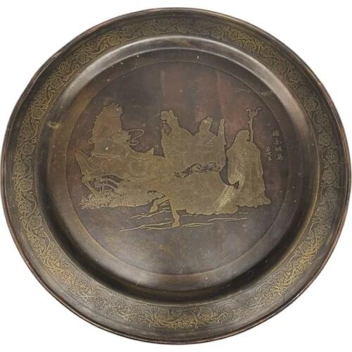 Chinese Old Tibet Silver Carving Copper Plate