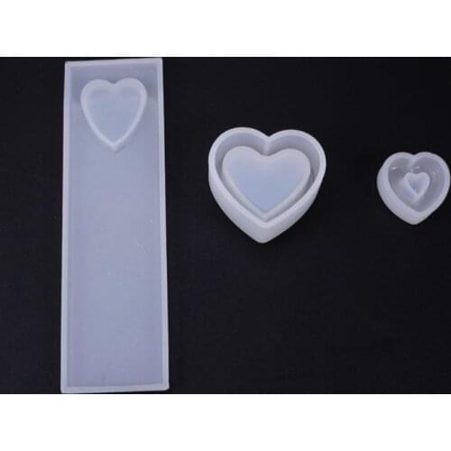 Crystal Epoxy Resin Mold Heart Shaped Box Hollow Pendant Bookmark Silicone Mould XXFB