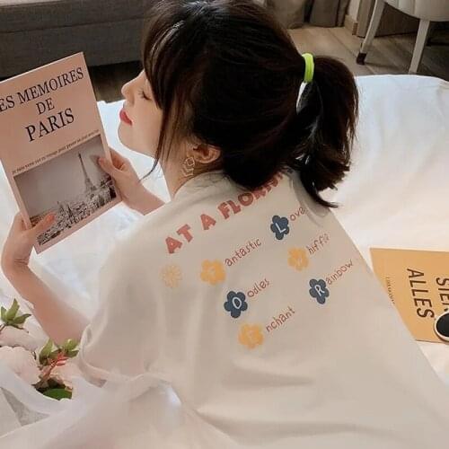 Harajuku Summer T-shirts Cute Small Flower Print Tee Shirt Ullzang Women Casual Short Sleeved Loose Oversized T shirt Tops y2k