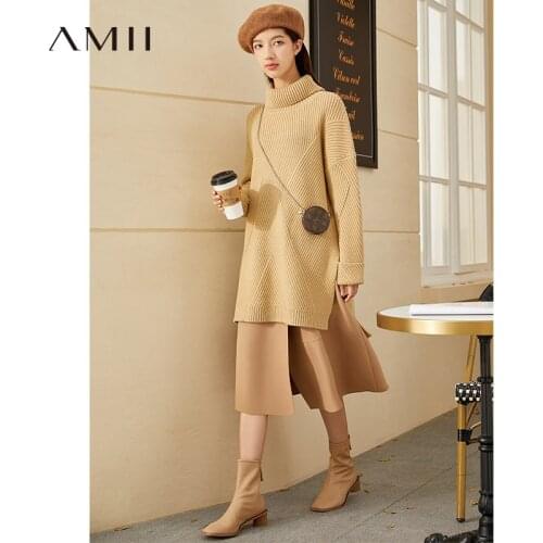 Amii Minimalism Winter Sweaters For Women Fashion Womens Turtleneck Sweater Causal Solid Loose Thick Sweater Tops 12070452