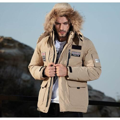 -30 Degree Brand Winter Down Parkas Men White Duck Down Coat Fashion Hooded Fur Collar Thick Warm Outwear Men Windbreaker M-4XL