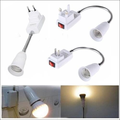 E27 Light Bulb Lamp Holder Flexible Extension Adapter Converter Screw Socket + Switch EU/ US/ UK Plug