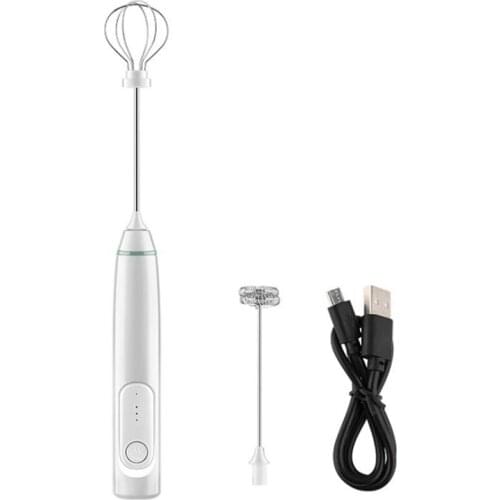 Rechargeable Electric Milk Frother with 2 Whisks, Handheld Foam Maker for Coffee, Latte Cappuccino Hot Chocolate