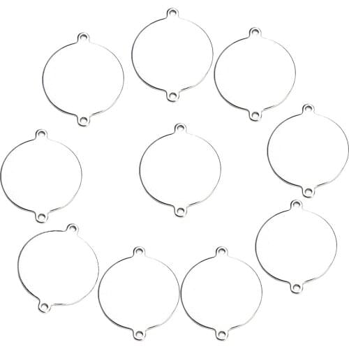 10pcs Fashion Jewelry Link Finding Charms Connector Blank Smooth Engraving Pendants Bracelets Necklace DIY 19.5mm