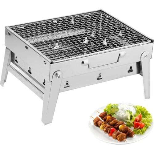 Portable Outdoor Barbecue Grill 430 Stainless Steel Folding BBQ Charcoal Grills for Campaing Pinnic Kebab Barbecue Oven