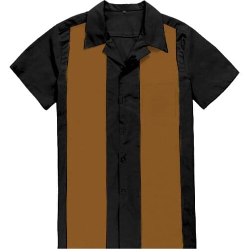 3XL Plus Size Men Shirt Summer Short Sleeve Black Yellow Rockabilly Bowling Cotton Casual Shirts for Men hawaiian shirts