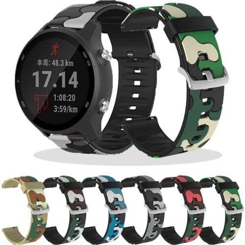 Replaceable Watchbands For Garmin Forerunner 645 245 Vivoactive 4 Camo Printing Silicone Strap for Amazfit Stratos 3 2 Bracelet