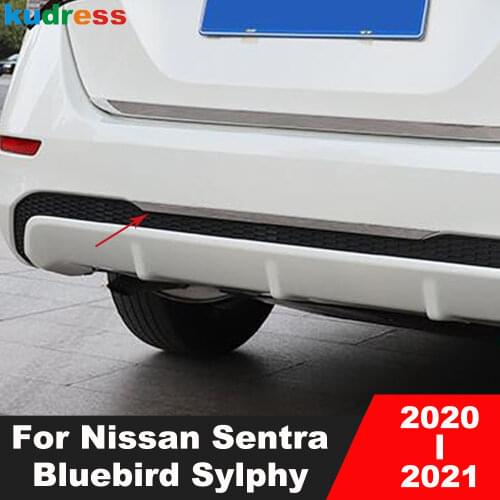 Rear Bumper Cover Trim For Nissan Sentra Bluebird Sylphy Almera 2020 2021 Stianless Steel Tail Back Bumper Strip Car Accessories
