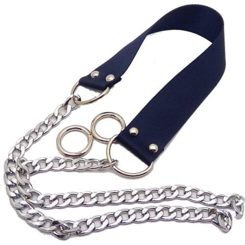 Navy blue color chain polyester column handle bag