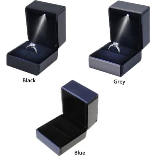 LED Lighted Earring Ring Gift Box Wedding Engagement Ring Jewelry Display Holder Case