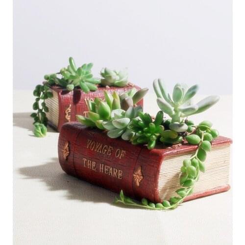 Unique retro Book Resin Small Flower Pot Classic Old books and art Garden Pots