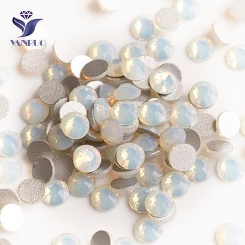 YANRUO 2058NoHF SS20 White Opal 1440Pcs Glue On Stone Flatback Non Hotfix Strass Crystal Rhinestone For Nail Art