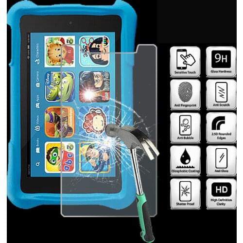 For Amazon Kindle Fire 7 Kids Edition 2017 Tablet Tempered Glass Screen Protector Cover Explosion-Proof Anti-Scratch Screen Film