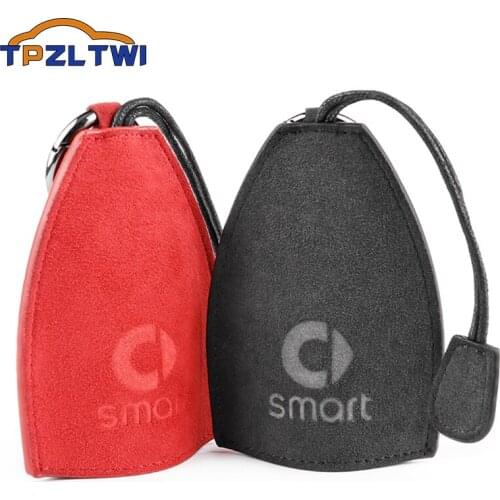 Suede Leather Car Key Remote Case Cover Holder Case For Smart Fortwo Forfour 453 451 450 Crossblade Cabrio City-Coupe Roadster