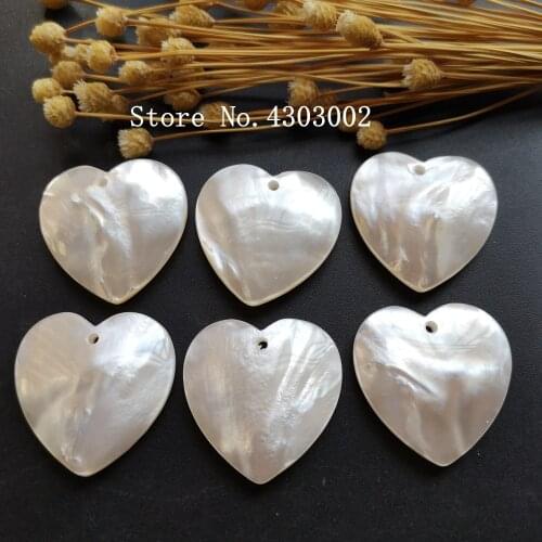 20pcs/lot 30mm Natural Heart cut Mother pearl shell for Necklace Heart Cut MOP Pearl shell for DIY Jewelry