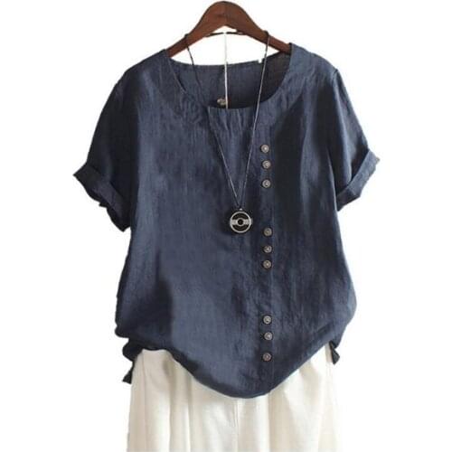 2021 Summer Retro Large Size Casual Loose Cotton Linen Short Sleeve Pullover T-shirt Cotton Linen WOMENS Dress